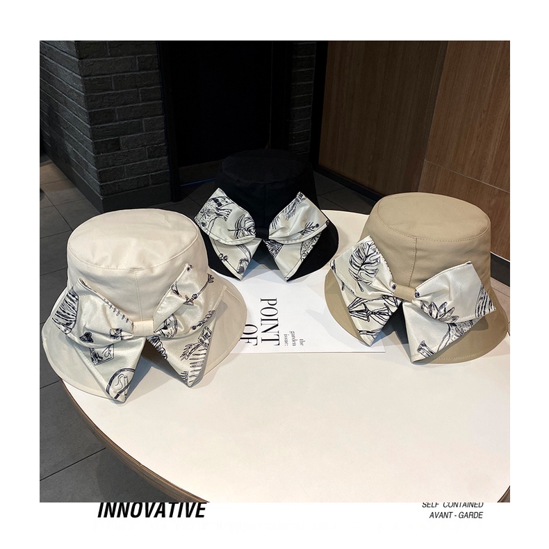 Nón Bucket Đính Nơ Phong Cách Retro Pháp Thời Trang Xuân Hè Cho Nữ