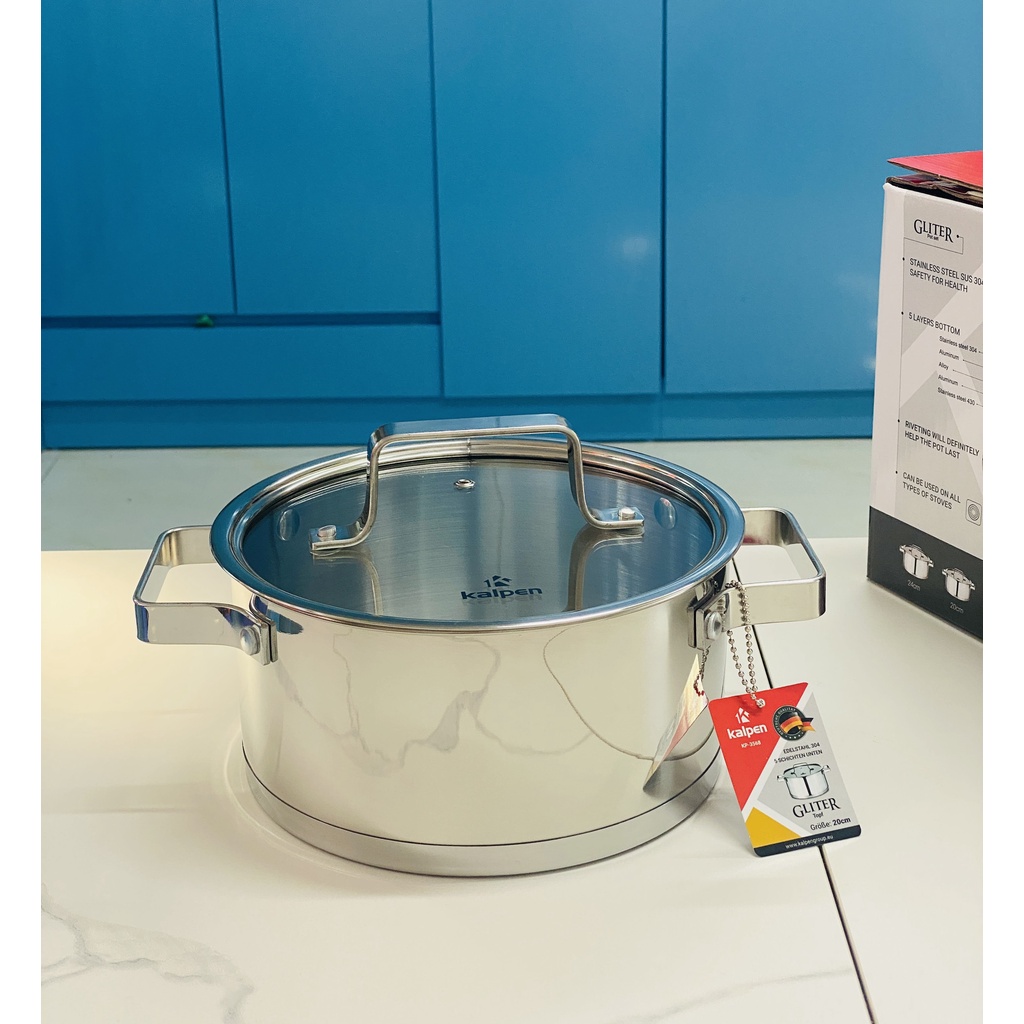Bộ Nồi Inox 304 Cao Cấp Bộ nồi bếp từ 5 Đáy Kalpen Gliter KP-3568 chính hãng bảo hành 5 năm
