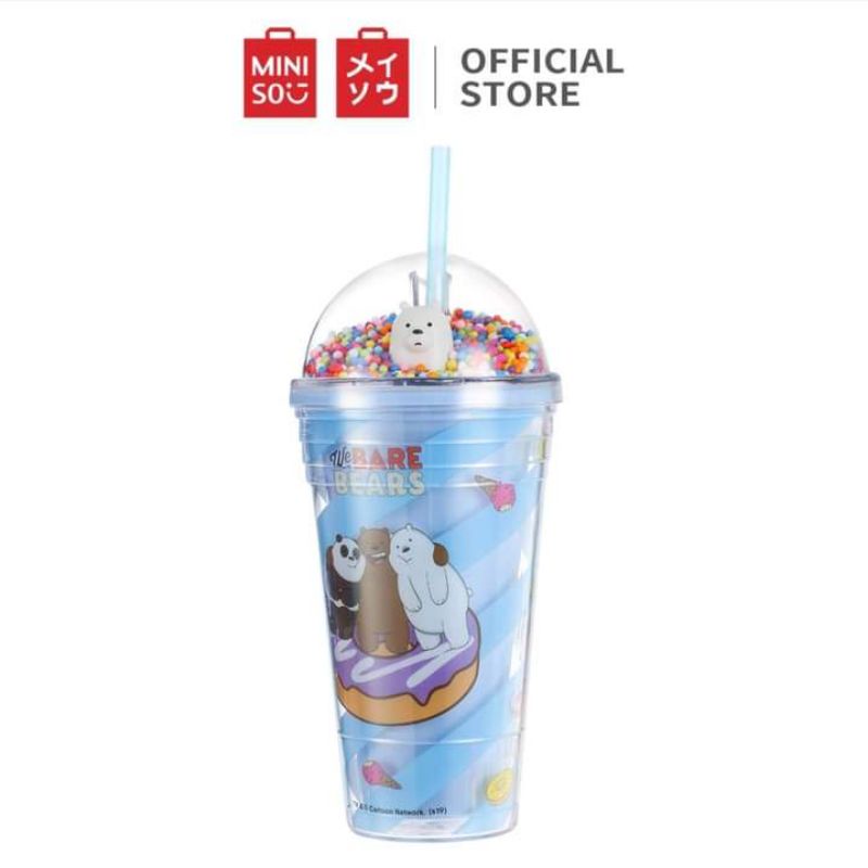 🐻 🐼 Ly nhựa 2 lớp kèm ống hút hình gấu