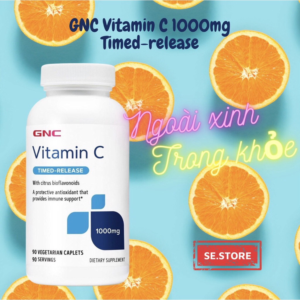 [CHÍNH HÃNG] GNC VITAMIN C 1000MG Timed-release- Viên Vitamin C tăng cường sức đề kháng, làm đẹp da,