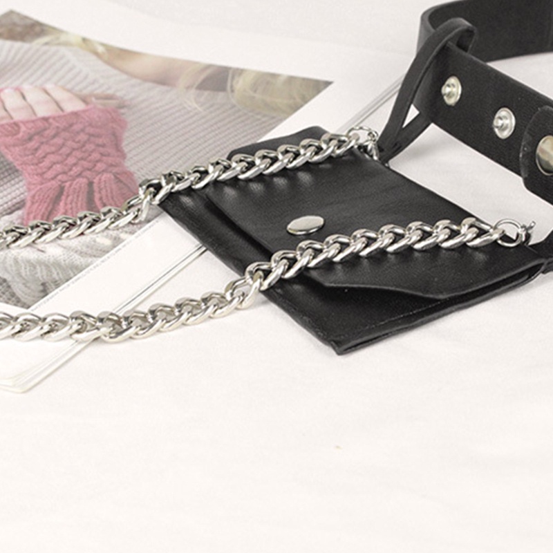 Túi Đeo Hông Bằng Da Kèm Dây Xích Kim Loại Thời Trang Sang Trọng Cho Nữ