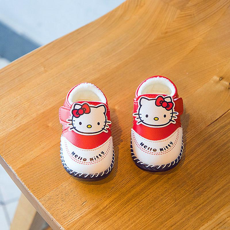 Giày Bông Hello Kitty Giữ Ấm Cho Bé Gái 11.5-13.5cm