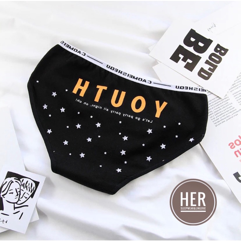 Quần Lót Nữ Cotton Cao Cấp Đẹp Thấm Hút Mồ Hôi Kháng Khuẩn Họa Tiết Chữ Dễ Thương CT04 - Her Sleepwear | BigBuy360 - bigbuy360.vn
