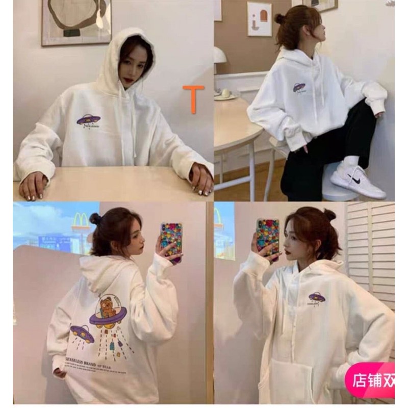 áo hoodie nỉ bông gấu đĩa bay