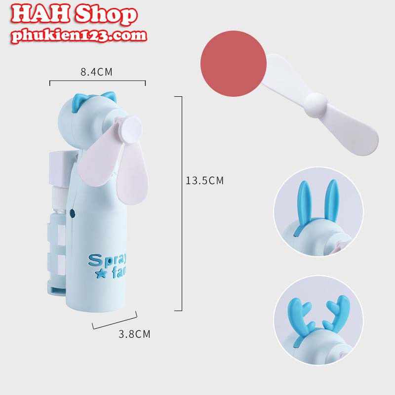 QUẠT MINI CẦM TAY PHUN SƯƠNG ĐIỀU HÒA MÁT LẠNH HÌNH THÚ DỄ THƯƠNG