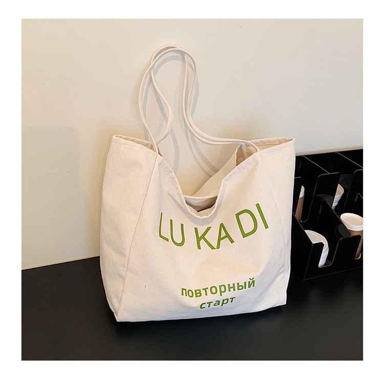 Túi Xách Canvas Cỡ Lớn In Chữ Thời Trang Cho Nữ