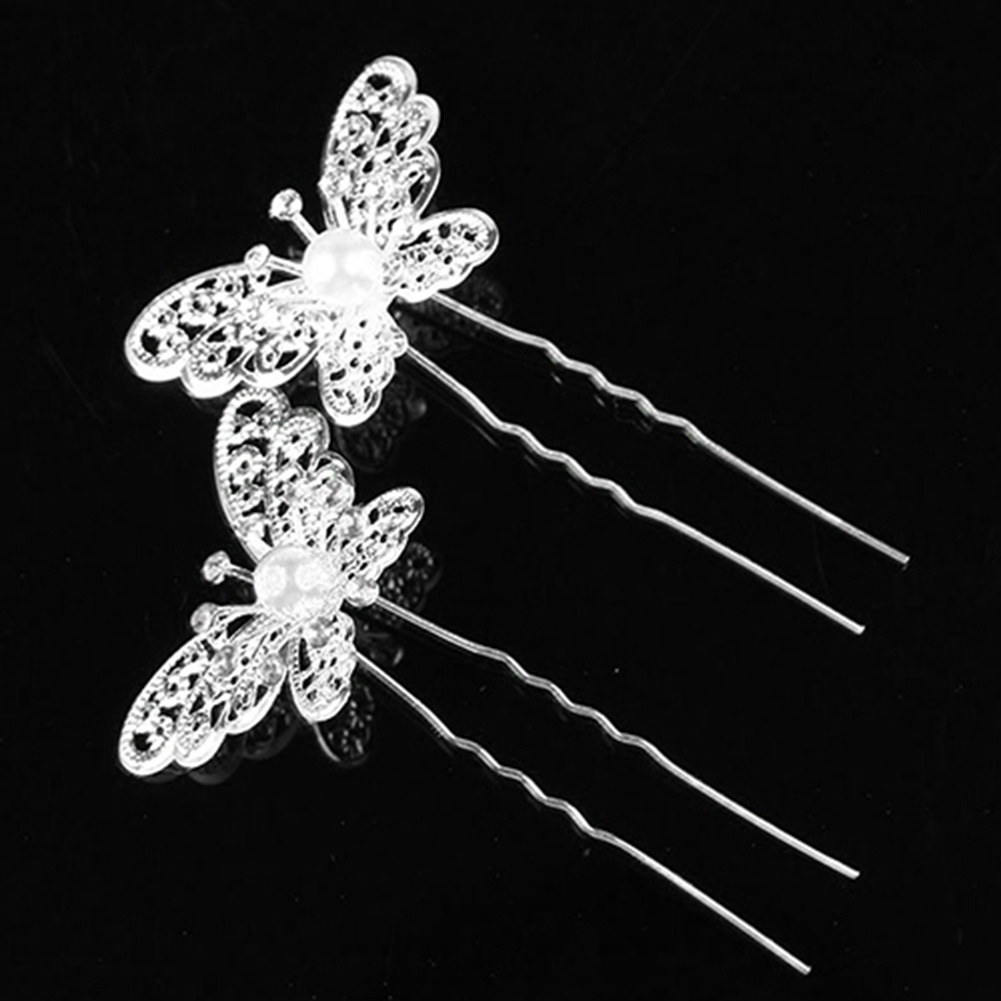 Set 6 Trâm Cài Tóc Chữ U Hình Bướm Dành Cho Cô Dâu