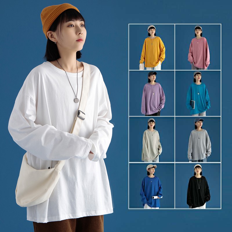 Áo Thun Tay Dài Form Rộng Nam Nữ Unisex Sweater, Vải Cotton 75%, Co Giãn 4 Chiều.