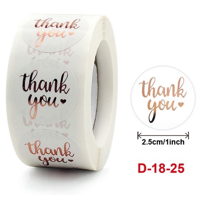 500 card thank you, tem dán, sticker thank you, handmade, tem niêm phong trang trí đường kính 2.5