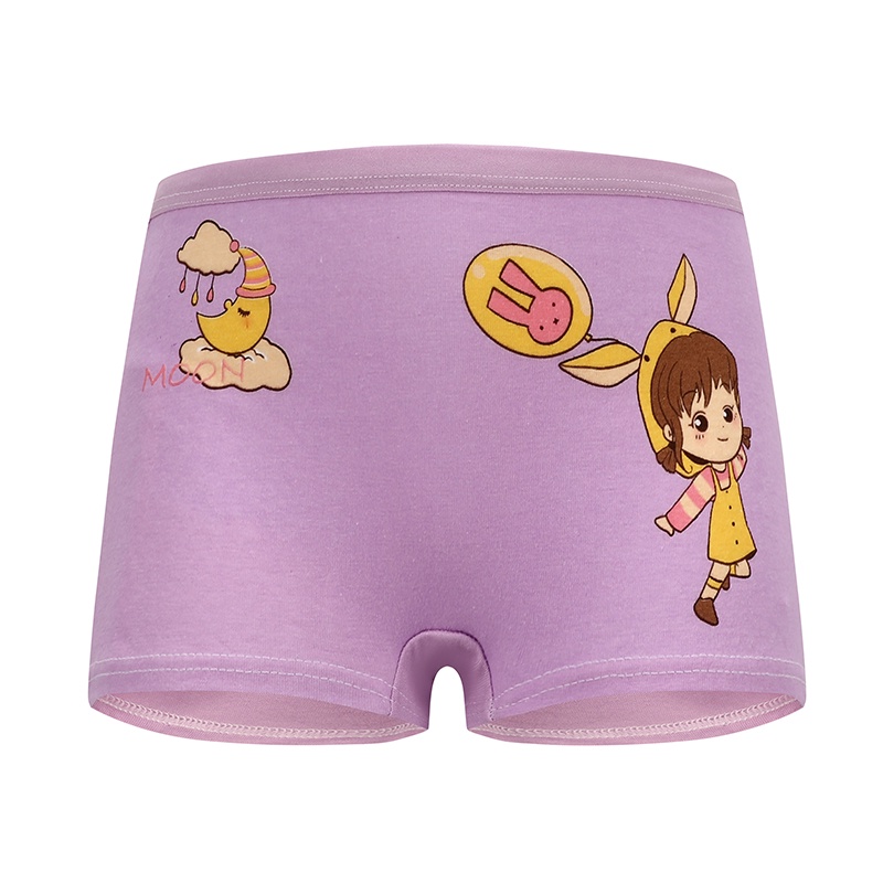 Bộ 4 Quần Lót Boxer Vải Cotton Mềm In Họa Tiết Hoạt Hình Dễ Thương Cho Bé Gái 3-12 Tuổi