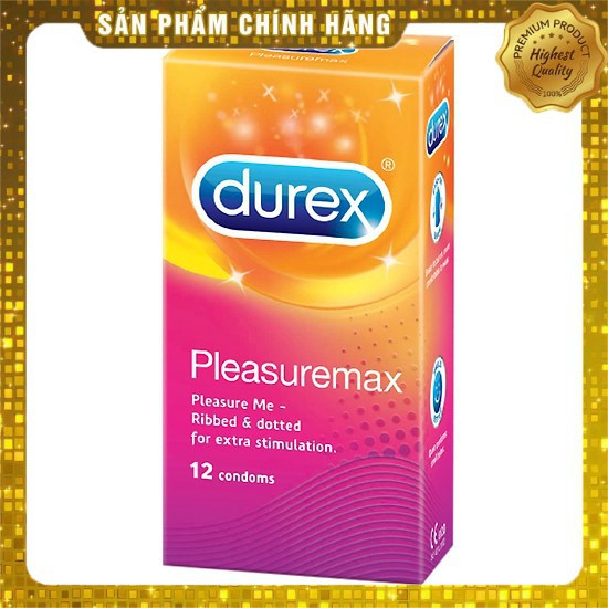 [CHÍNH HÃNG] Bao cao su chính hãng hộp 12c Durex Pleasuremax, 56mm Gân Gai Kéo Dài Cuộc Yêu, an toàn