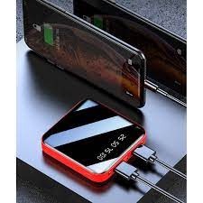 Pin Sạc Dự Phòng mini Siêu Mỏng Mặt Kính Nhỏ Gọn Power Bank 20000mAh Đèn Led Chữ Số 2 Cổng Đầu