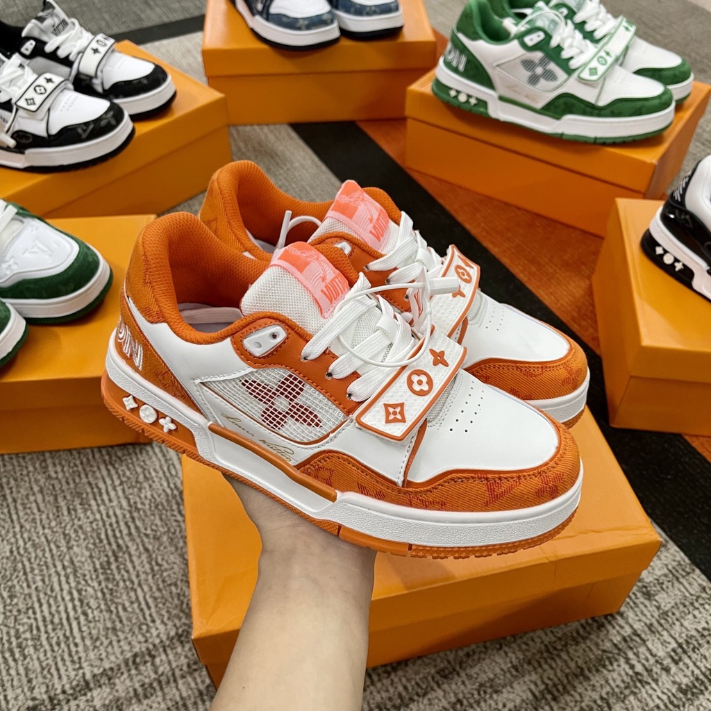 Giày thể thao/sneaker nam cổ thấp logo Louis Vuitton LV cao cấp đủ màu trắng phối đồ thời trang full box hộp bv