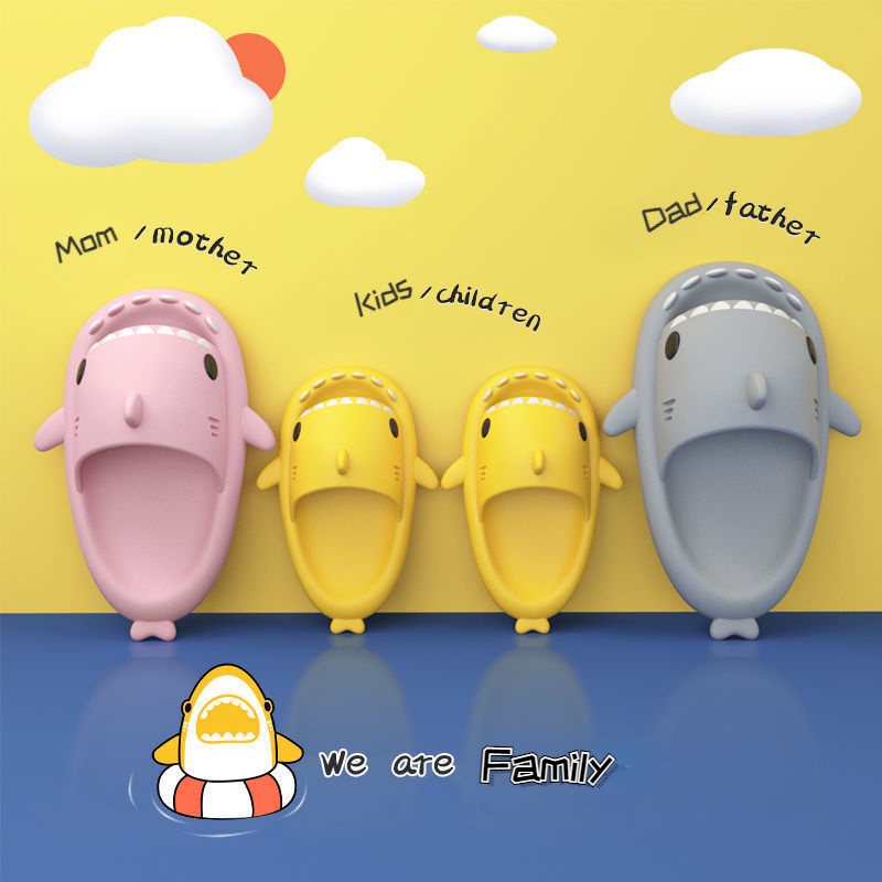 Dép Đi Trong Nhà Đế Mềm Chống Trượt Hình Cá Mập Dành Cho Gia Đình