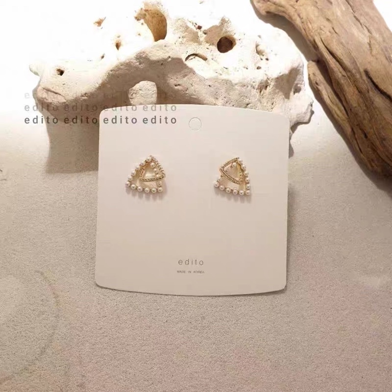 bông tai hình tim đôi đính đá và châu siêu sang chảnh