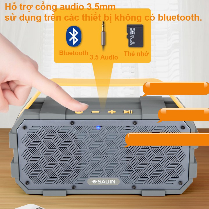 [Mã ELMS5 giảm 7% đơn 300k] Loa Bluetooth cao cấp SAUIN S20 pin 4400mAh, công suất thực 20W, âm Bass cực hay (Xám)