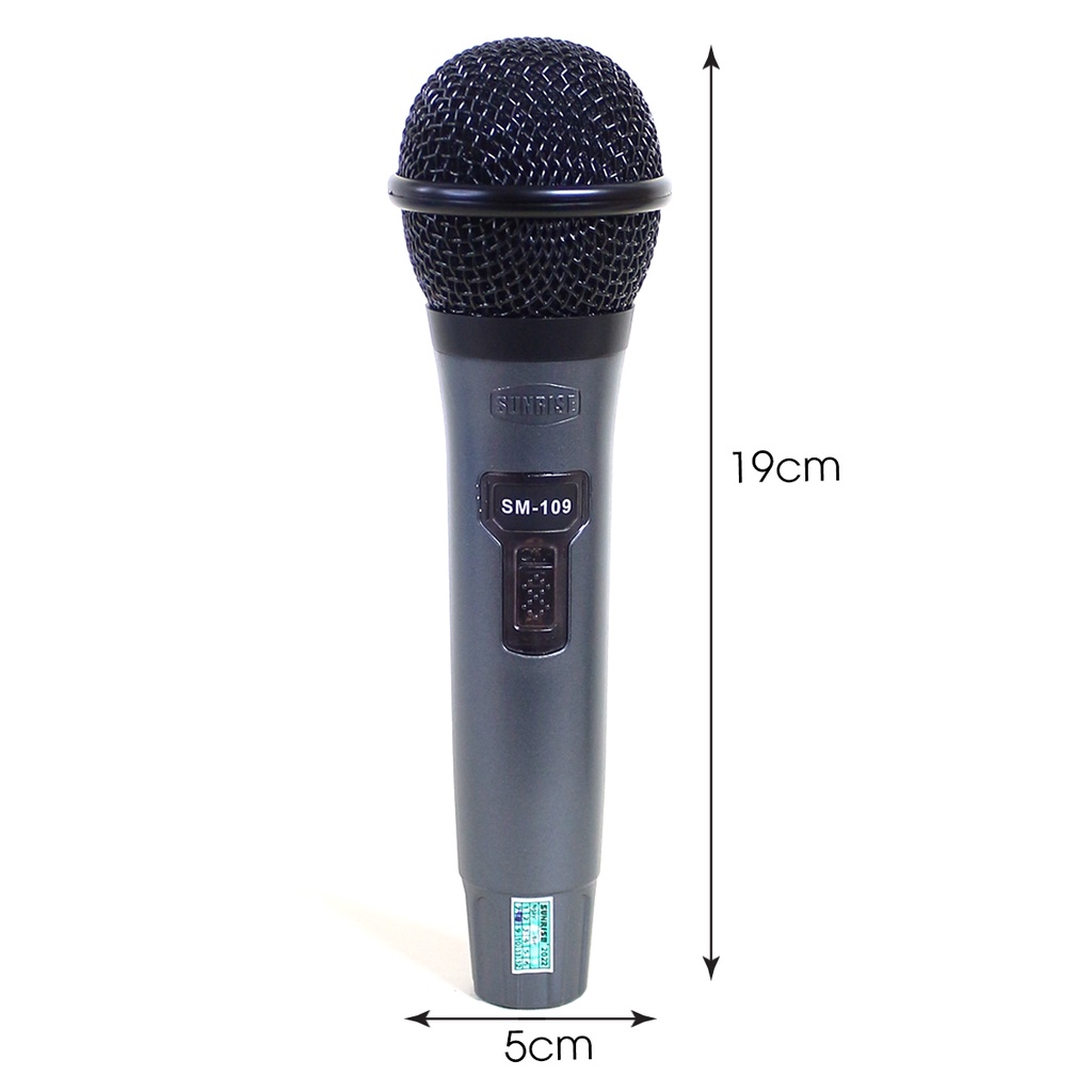 Micro karaoke có dây chính hãng Sunrise SM-109 hát nhẹ, bắt giọng hay, mic kèm dây zin dài 5m, chất lượng nhôm bền bỉ