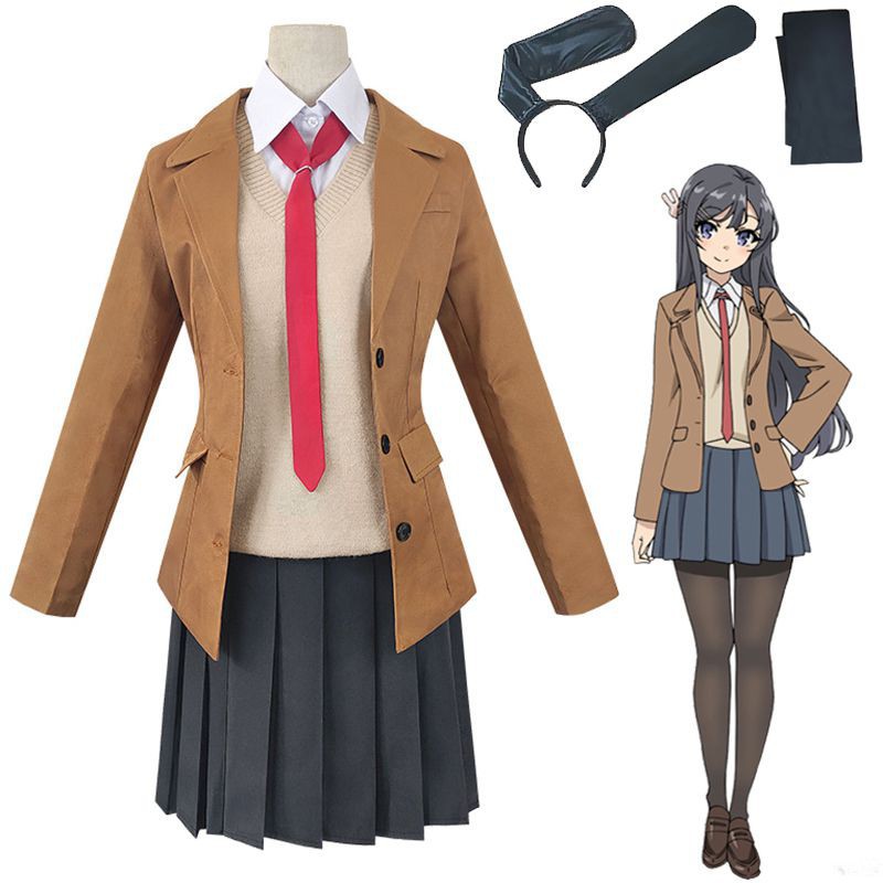 Seishun Buta Yarou Wa Bunny Girl Sakurajima Mai Cosplay Costume Se Full Outfit