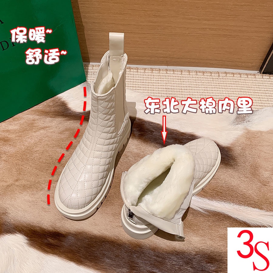 Giày Bốt Martin Đi Tuyết Dày Dặn Chống Trượt Lót Lông Cotton Cỡ Lớn Thời Trang Mùa Đông Cho Nữ