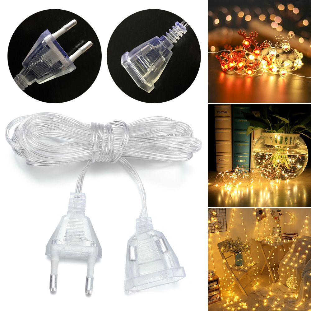 Dây đèn LED nối dài 3m 220V trong suốt kèm công tắc kiểu Châu Âu trang trí giáng sinh