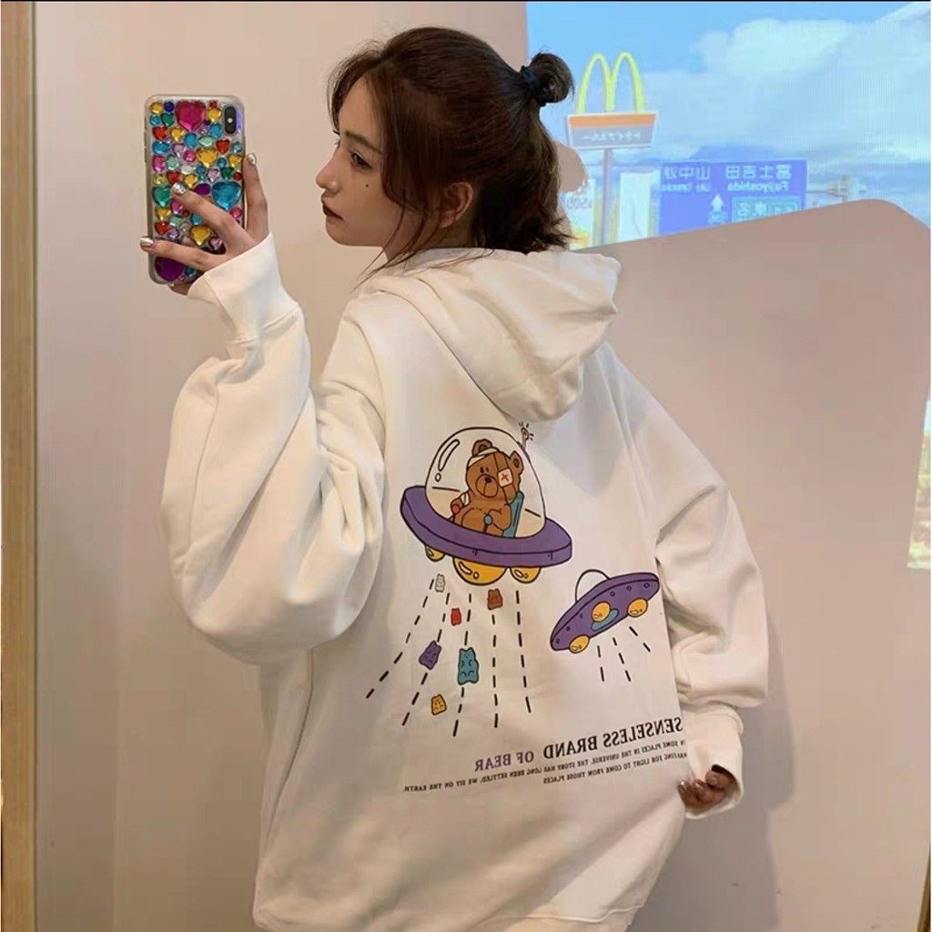 Áo HOODIE Nỉ Bông GẤU PHI HÀNH GIA Form Rộng Ulzzang (Ảnh Thật)