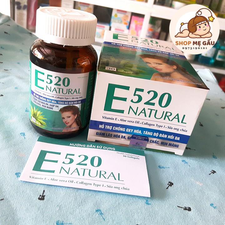 Viên uống Vitamin E 520 Natural hỗ trợ chống Oxy hóa, làm đẹp da hộp 30 viên | Thế Giới Skin Care