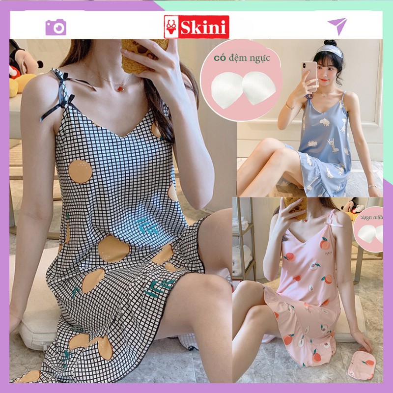 Váy ngủ hai dây sexy, đầm ngủ thun cotton hoạt hình mềm  không có đệm ngực dễ thương | BigBuy360 - bigbuy360.vn