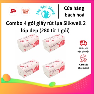 Combo 4 gói giấy rút lụa Silkwell 2 lớp đẹp HOT