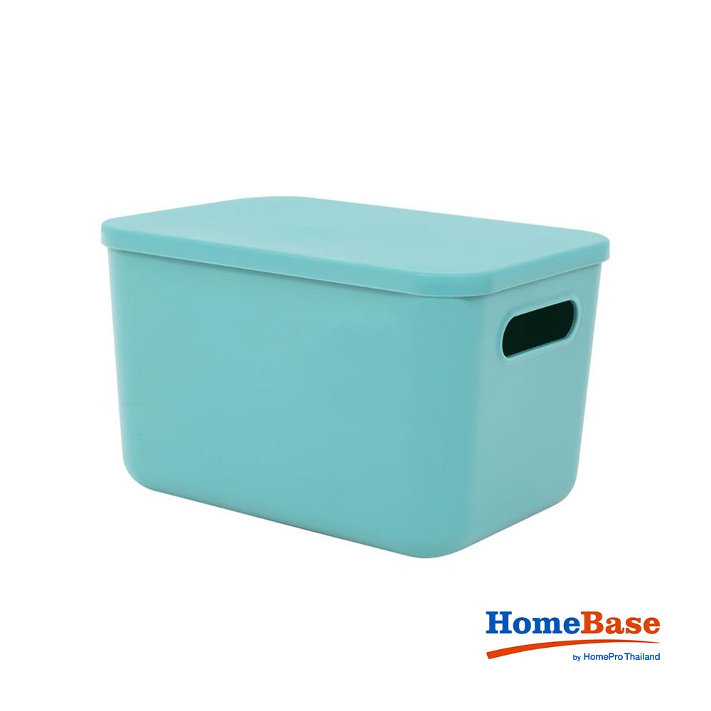 HomeBase STACKO Thùng nhựa có nắp size S R16xS26xC18cm màu xanh lá
