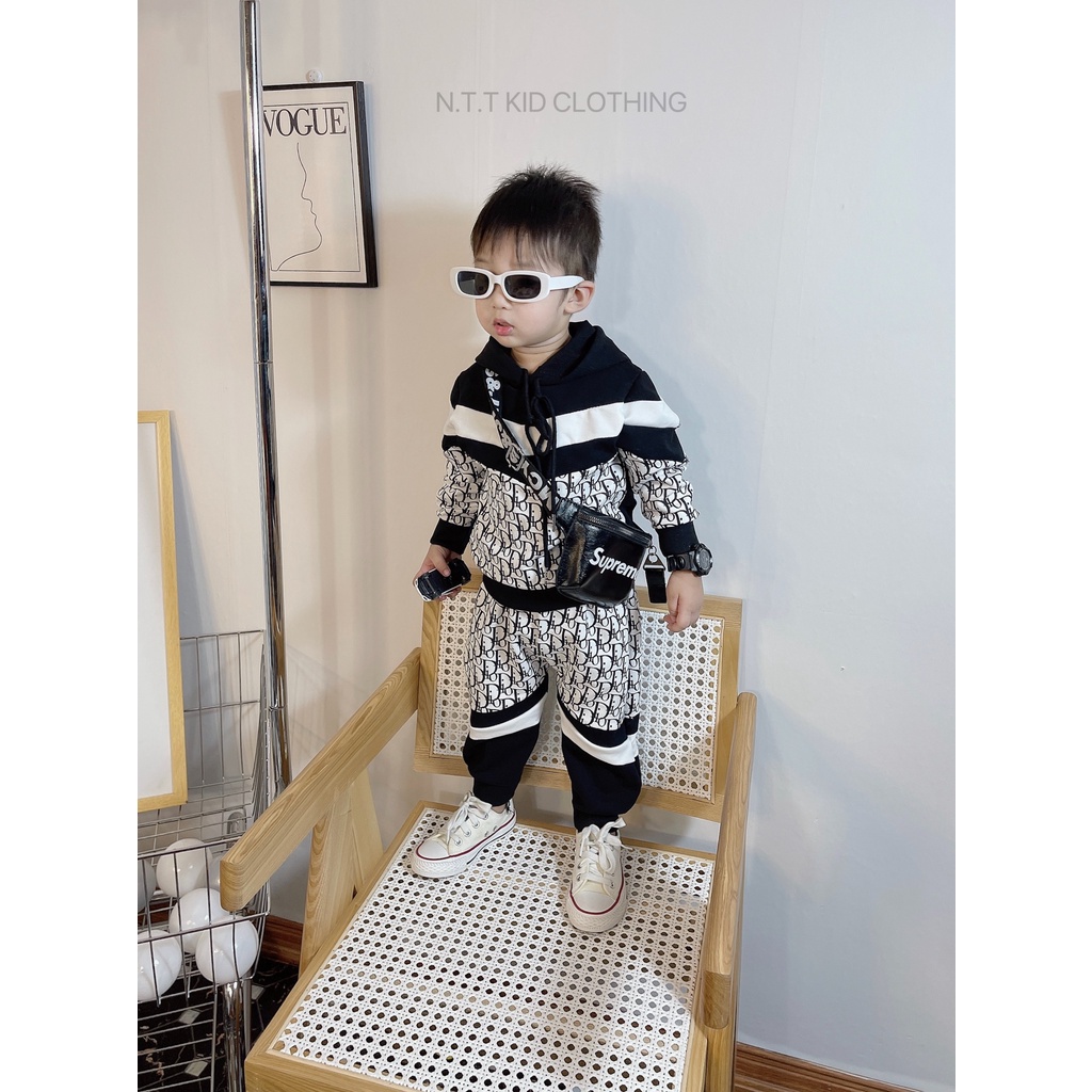 A192- BỘ NỈ HOODI D.R ĐEN TRẮNG DÂY RÚT KO KÈM TÚI