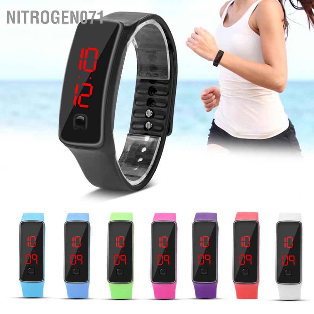 Đồng Hồ Điện Tử Dây Silicone Cho Thể Thao Nitrogen071, Màn Hình LED 12 Giờ