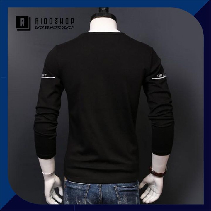 Áo thun nam tay dài hàn quốc góc vuông RKL016- áo phông nam dài tay đẹp Riooshop | BigBuy360 - bigbuy360.vn