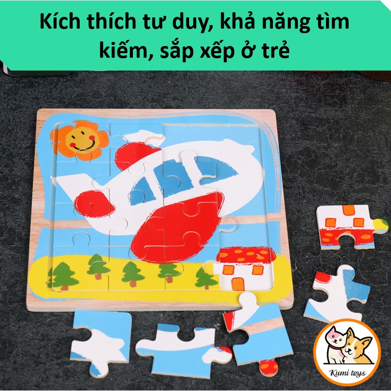 Đồ chơi xếp hình 16 miếng ghép cho bé thông minh Kumi toys