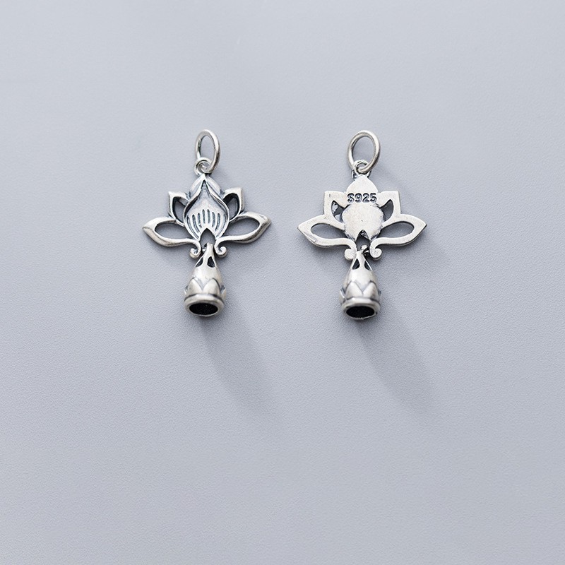 Charm bạc s925 hình hoa sen size 23x18mm (charm treo) - Panda House