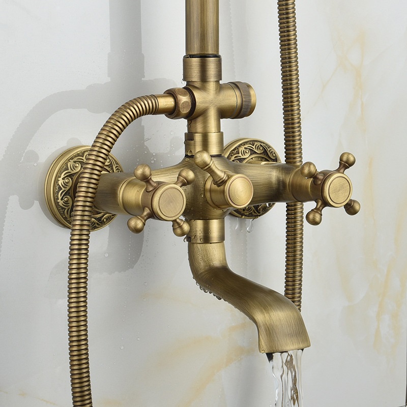 Bộ sen cây tắm đứng nóng lạnh bằng đồng Giả Cổ cao cấp