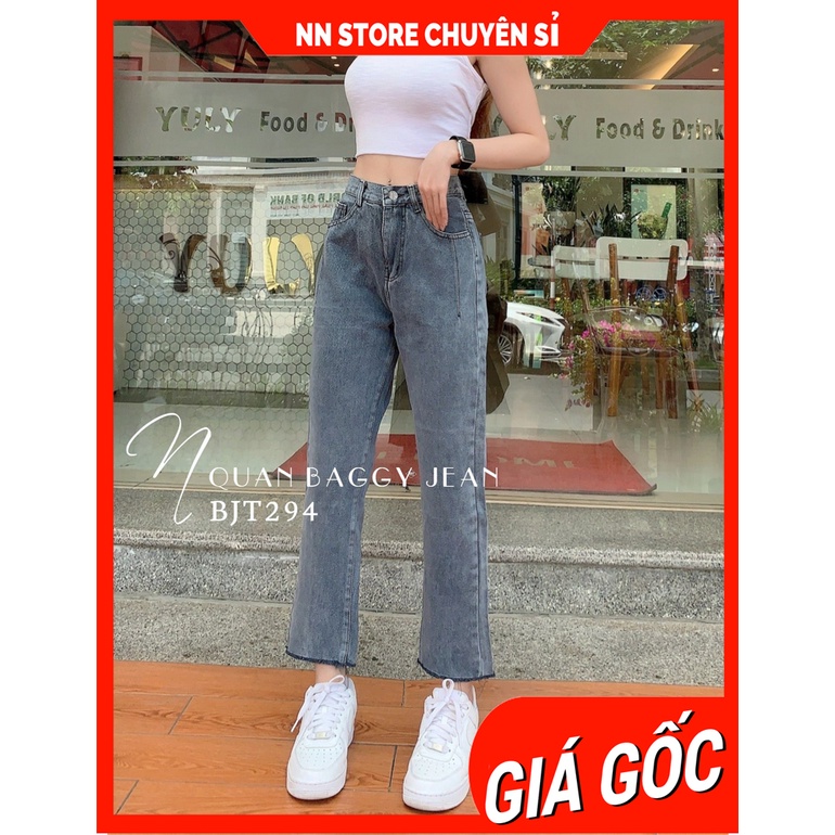 Quần baggy jean nữ Quần jean 9 tấc nữ màu xám có 3 size chất jean cao cấp BJT294