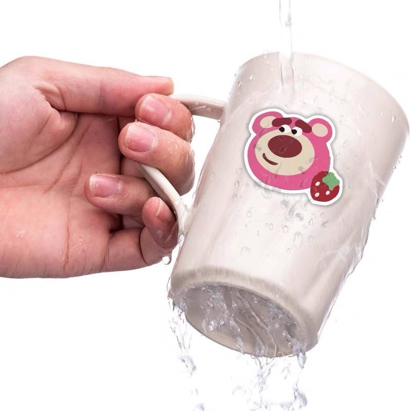 Combo 50 miếng Sticker Gấu Dâu LOTSO Hồng Siêu Dễ Thương