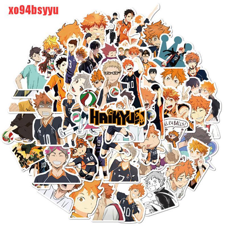 [Xo94Bsyu] 50 Chiếc Anime Haikyuu!! Miếng Dán Trang Trí Laptop Vali Hình Quả Bóng Chuyền Xinh Xắn