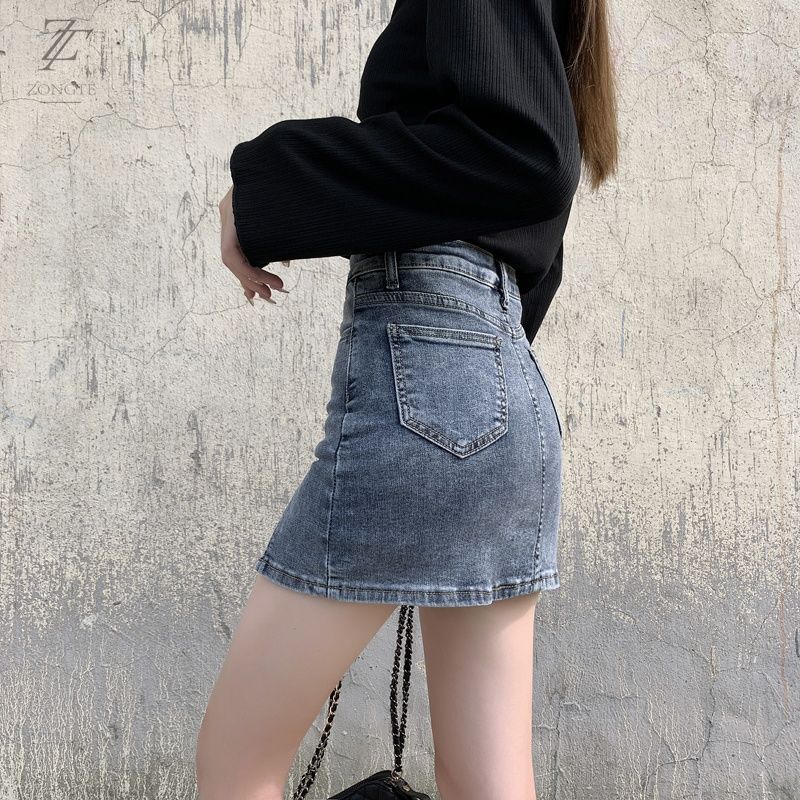 Chân váy jean lưng cao dáng chữ A thời trang xuân hè 2021 sành điệu cho nữ | BigBuy360 - bigbuy360.vn