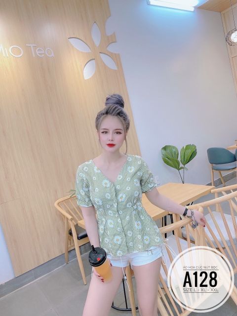 [Sale] 60-90kg Bigsize Áo hoa cúc nút bọc A12