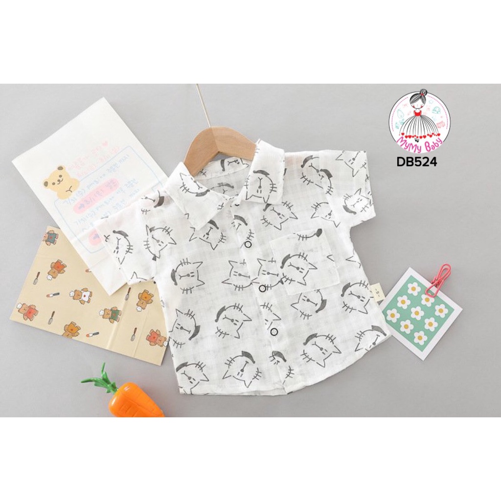 Đồ bộ mèo xám áo được thiết kế mỏng nhẹ thoáng mát cho bé