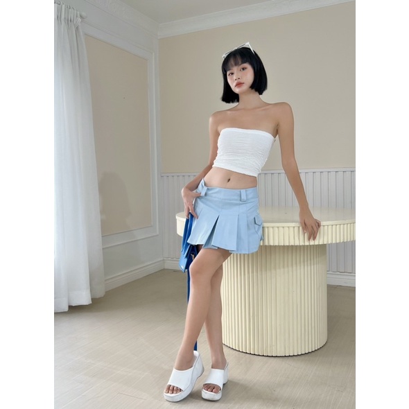 Beachclub-chân váy xếp ly lưng thấp