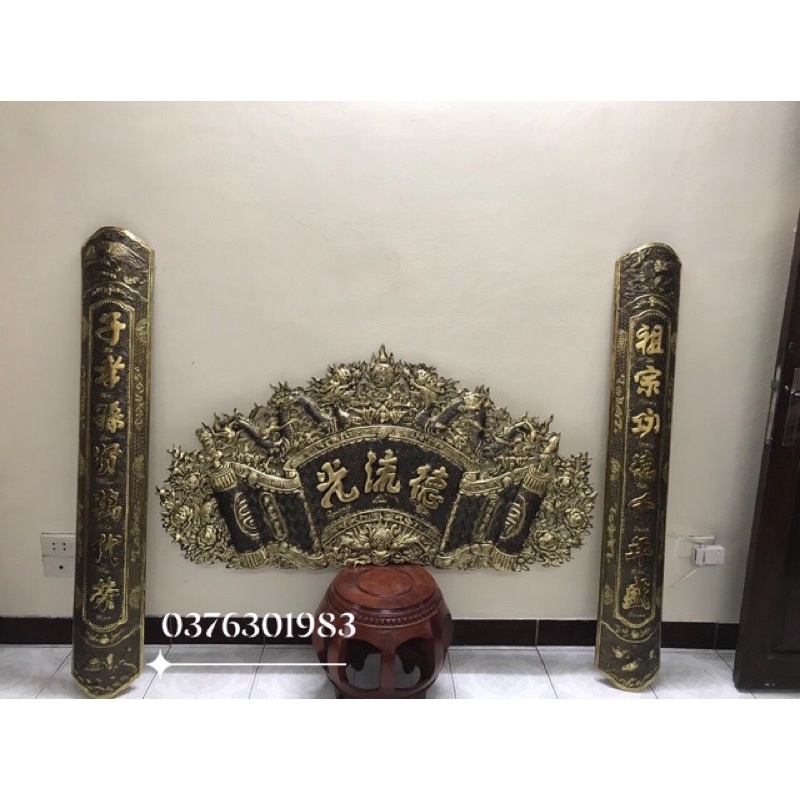 Bộ Hoàng phi câu đối , Bộ cuốn thư đại tự câu đối bằng đồng nguyên chất 1m35, 1m55