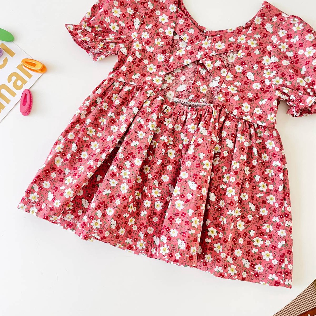 Sanlutoz Đầm Công Chúa Tay Ngắn Bằng Cotton In Hoa Dễ Thương Thời Trang Cho Bé Gái