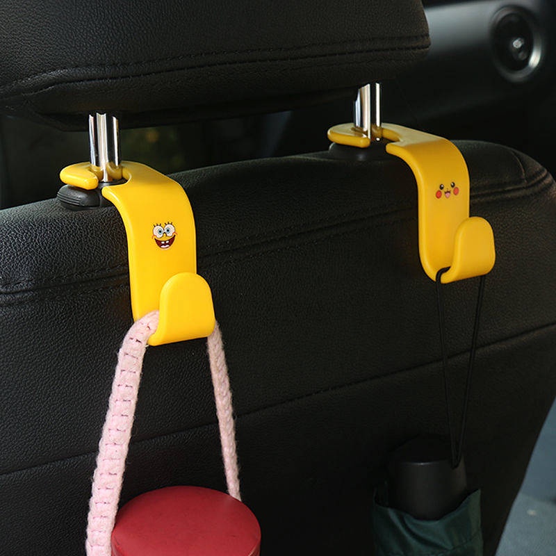 Car Seat Back Hook Cute Cartoon Multifunctional Back Invisible Storage Creative Small Hook Car Interior Supplies Complete Collection Aqhe