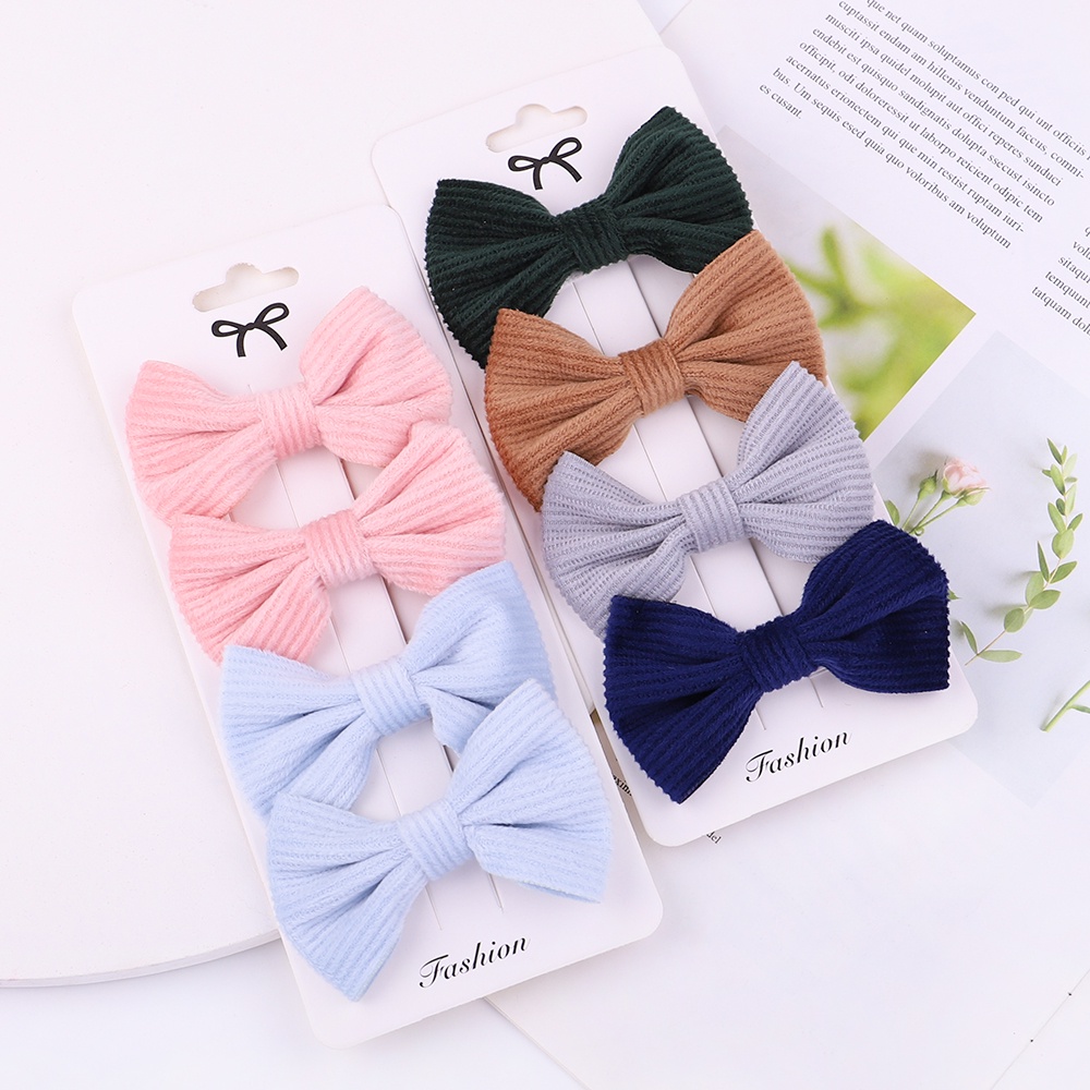 Set 4 kẹp tóc nơ KIDSBOWS họa tiết kẻ sọc thời trang cho bé gái