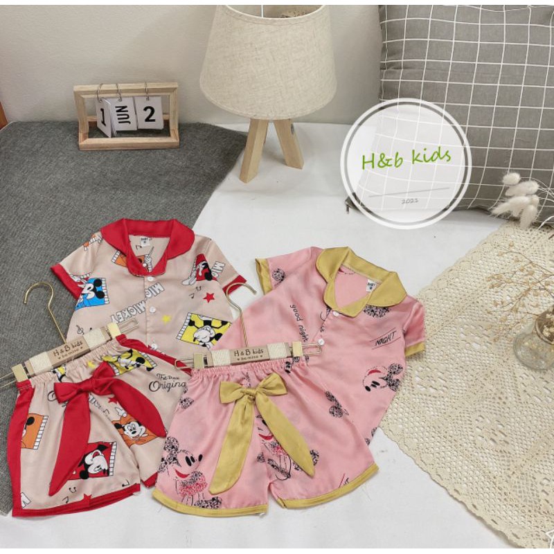 ✓8-16kg✓ Set bộ pyjama lụa cho bé gái size nhí xinh yêu