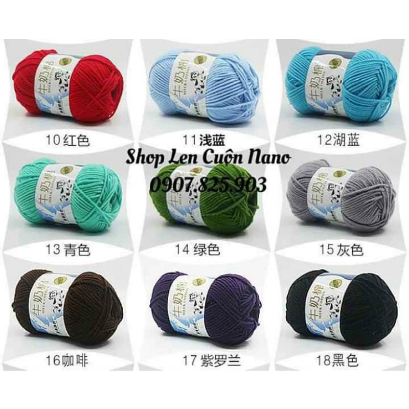 Combo  10c cuộn len  milk bò màu ngẫu nhiên