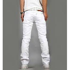 Quần Jean Skinny Basic In White Unisex