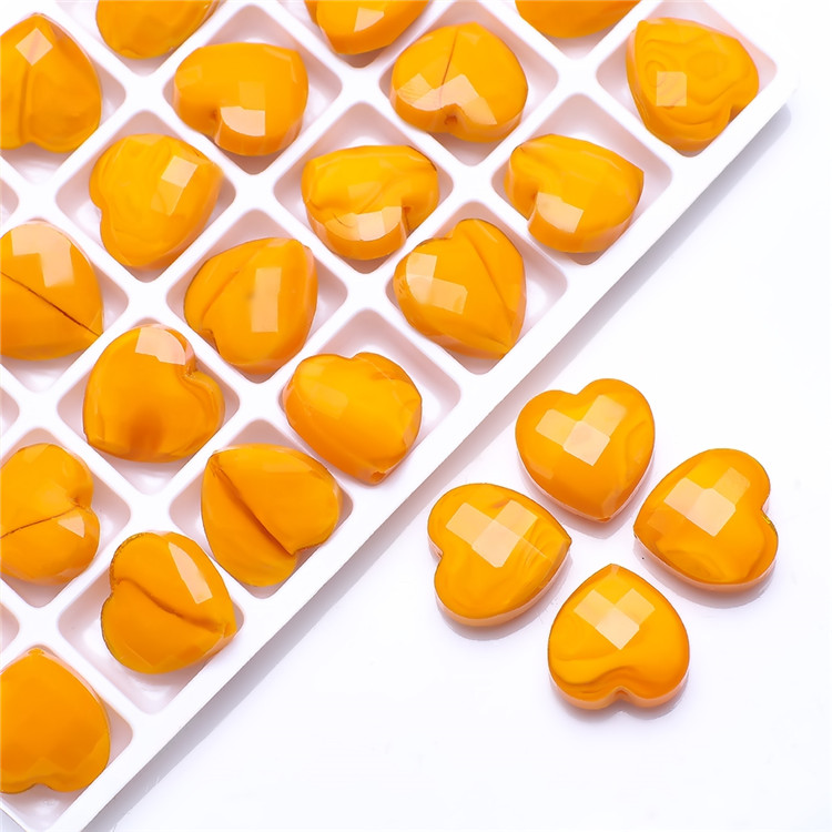 Set 10 Mặt Dây Chuyền Hình Trái Tim Bằng Kính 16mm Nhiều Màu Sắc